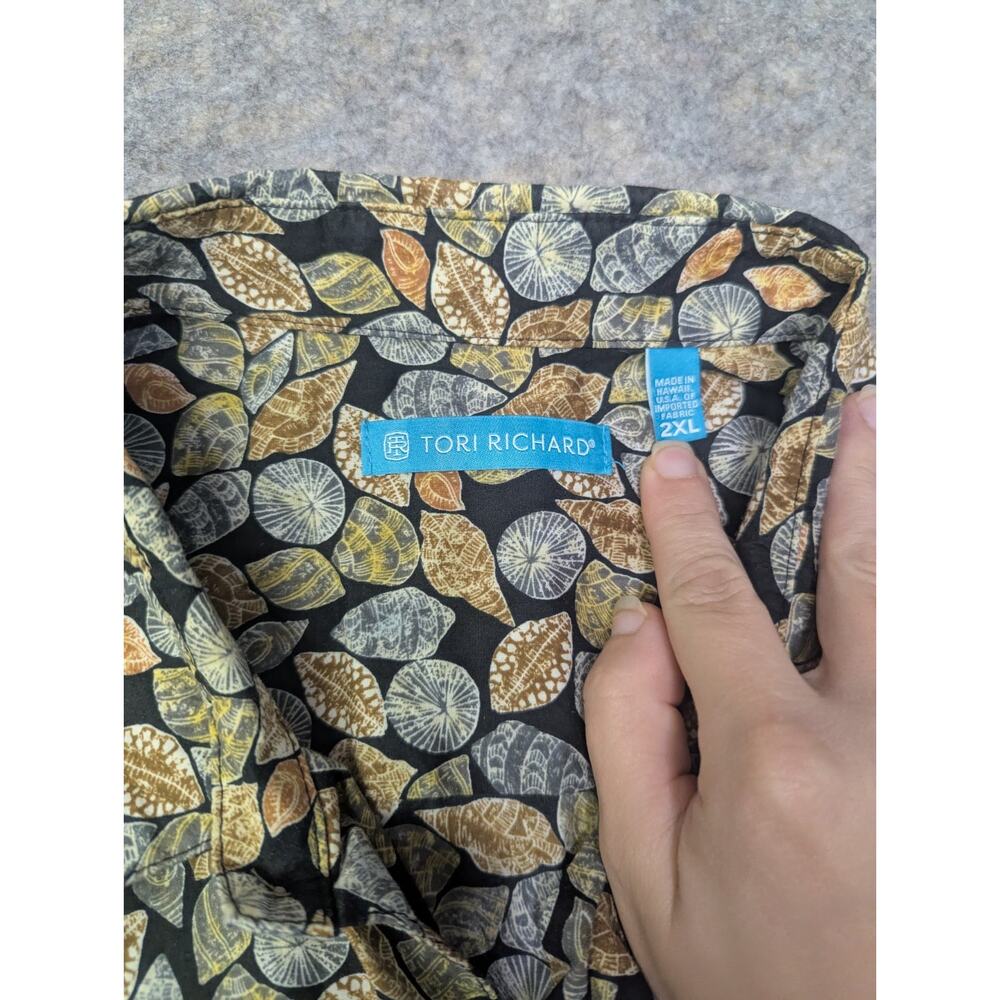 Tori Richard Sea Shells Cotton Lawn Button Shirt Mens 2XL Pocket Made In USA - Picture 3 of 7
